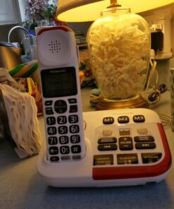 Panasonic Amplified Cordless Phone with Slow Talk, 40dB Volume Boost, 100dB Loud Visual Ringer, Hearing Aid Compatibility, Large Screen and Backlit Keypad - KX-TGM420W - 1 Handset (White) White 16 71A 1o V8YL