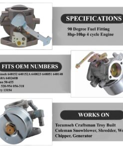 PROCOMPANY Carburetor Replaces FOR Tecumseh 640152A 640023 640051 640140 640152 HM80 HM90 HM100 8-10HP Engine Snow Blower Mower 5000w Generator HM100-159409P HM80-155638S HM100-159402P 12 71A EfiznNL