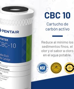 Pentair Pentek CBC-10 Carbon Water Filter, 10-Inch, Under Sink Carbon Block Replacement Cartridge with Bonded Powdered Activated Carbon (PAC) Filter, 10" x 2.5", 0.5 Micron 10" x 2.5" Pack of 1 8 71A P6rAsSL