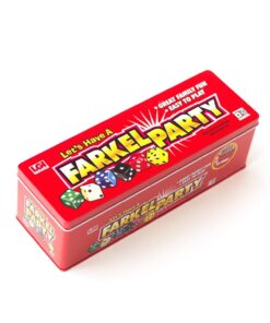 Farkel Party Game, Classic Family Dice Game, 6 Sets of Dice, 6 Dice Rolling Cups, 50-Sheet Scorepad, Fire Engine Red Tin Box, Parties & Game Nights 13 71A RB5SAfL