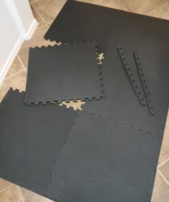 BalanceFrom Puzzle Exercise Mat with EVA Foam Interlocking Tiles for MMA, Exercise, Gymnastics and Home Gym Protective Flooring, Multiple Sizes Black 1/2" Thick, 24 Square Feet 48 71A TvvieWL