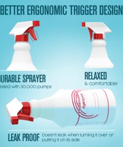 Spray Bottles, Empty Sprayer Bottle, Heavy Duty Cleaning Nozzle, 24oz, 3 Pack, Plastic, Industrial, Professional, Refillable, for Water, Alcohol, Bleach, Detailing, All Purpose Cleaner, Houseables 24 Oz 18 71A0 fxMxQL