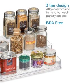 iDesign Linus Plastic Stadium Spice Racks, BPA-Free 3-Tiered Organizer for Kitchen, Pantry, Bathroom, Vanity, Office, Craft Room Storage Organization, 10.25" x 9.25" x 4", Clear Large - Set of 1 10.25" x 9.25" x 4" 24 71A0boMpsdL