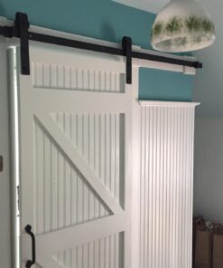 TMS 6.6 FT Country Dark Coffee Steel Sliding Barn Wood Door Hardware Antique 6.6 FT (79") 32 71A0o6WoIKL