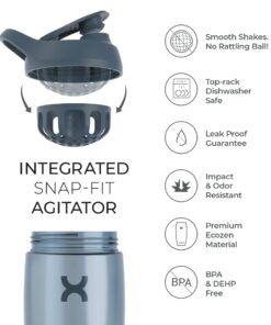 Promixx PURSUIT Protein Shaker Bottle – Premium Sports Blender Bottles for Protein Mixes and Supplement Shakes – Easy Clean, Durable Protein Shaker Cup 24 oz Graphite Grey 9 71A1kUYg93L