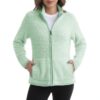 Women's Long Sleeve Zip Up Knit Cardigan with Pockets Stand Collar Full Zip Sweater Coat Lightweight Tops Small A-light Green 14 71A2dy4qfsL