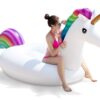Jasonwell Big Inflatable Unicorn Pool Float Floatie Ride On with Fast Valves Large Rideable Blow Up Summer Beach Swimming Pool Party Lounge Raft Decorations Toys Kids Adults 3XL Rainbow 16 71A3rQCjqL