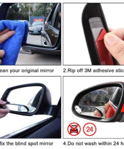 Alternative view of Blind Spot Mirror, Quadrangle Shaped HD Glass Convex Rear View Car Mirror, 2 Packs Angle Adjustable Mirror Stick-On Side Mirror for All Universal Vehicles Cars Blind Spot Mirror