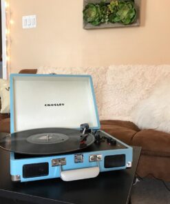 Crosley CR8005D-TU Cruiser Deluxe Vintage 3-Speed Bluetooth Suitcase Vinyl Record Player Turntable, Aqua 36 71A4epfz6JL 1