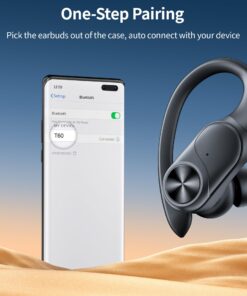 Bluetooth Headphones Wireless Earbuds 80hrs Playtime Wireless Charging Case Digital Display Sports Ear buds with Earhook Premium Deep Bass IPX7 Waterproof Over-Ear Earphones for TV Phone Laptop Black M 26 71A4vJuSJuL