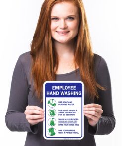 Employees Hand Washing Rules Sign, (2 Pack) 10x7 Inches, 4 Mil Vinyl Decal Stickers Weather Resistant, Made in USA by Sigo Signs 10x7 2 PK 11 71A643Kd7BL