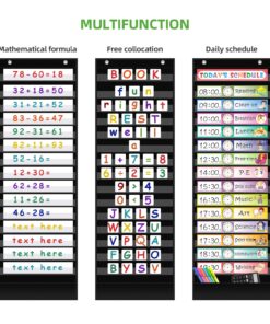 REGELETO 15+1 Pockets Daily Schedule Pocket Chart with 30 Pcs Double-Sided Reusable Cards, Scheduling Pocket Chart for Classroom Office Home Preschool Activity(Black)… 15 Pockets 17 71A7FiRjc0L