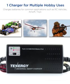 Tenergy Universal RC Battery Charger for NiMH/NiCd 6V-12V Battery Packs, 2A Charger for RC Car, Airsoft Batteries, Compatible with Standard Size Tamiya/Mini Tamiya/Alligator Clips Connectors 01025 15 71A7kY VWL