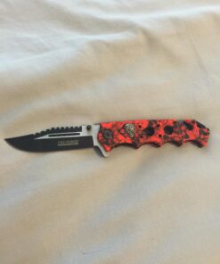 Tac Force Assisted Opening Rescue Glass Breaker Bright Red Skull Design Hunting Camping Tatical Pocket Knife 42 71A8 weuo6L