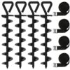 Eurmax USA Trampoline Stakes Heavy Duty Trampoline Parts Steel Stakes Anchor Kit for Trampolines Canopy Anchor Dog Tie Out Stakes -Set of 4 Bonus 4 Strong Belt Black 15 71A8m p4yaL