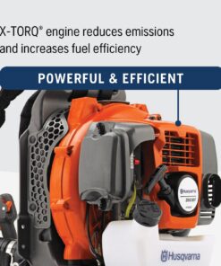 Husqvarna 350BT Gas Leaf Blower, 50.2-cc 2.1-HP 2-Cycle Backpack Leaf Blower with 692-CFM, 180-MPH, 21-N Powerful Clearing Performance and Ergonomic Harness System 18 71A9HpmemoL