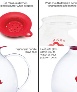Ecolution Micro-Pop Popper, Glass Microwave Popcorn Maker with Dual Function Lid, 3 Qt 17 71AABBu1lDL