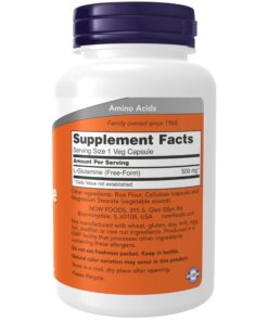 NOW Supplements, L-Glutamine 500 mg, Nitrogen Transporter*, Amino Acid, 120 Veg Capsules 120 Count (Pack of 1) 14 71AAlKLO6HL