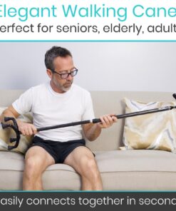 Vive Carbon Fiber Quad Cane - Ultra Lightweight Walking Stick For Men, Women - Adjustable Ergonomic Grip Handle - Nonslip Four Prong Rubber Tips For Right, Left Stability Support - Mobility Travel Aid Black 17 71ABdS CQpL