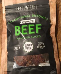 Ayoba Traditional Grass Fed Beef Biltong Slices (4 Ounce, Pack of 1) Keto Friendly Air-Dried Grass Fed Beef Paleo Snacks - Gluten Free, Whole 30 Approved, No Sugar, No Carb Meat Snacks 4.00 Ounce (Pack of 1) 27 71ABtPurGqL