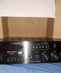 PYLE Wireless Bluetooth Karaoke Amplifier Home Car Bus Tours 300 Watts 2 Channel Digital Home Audio PA Receiver System 2 Microphone Input Control, FM Radio, USB,12 Volt Power Option Pyle PFA600BU 30 71ACjZ05x5L