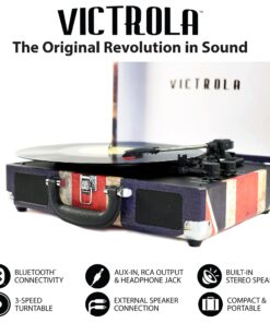 Victrola Vintage 3-Speed Bluetooth Portable Suitcase Record Player with Built-in Speakers | Upgraded Turntable Audio Sound|UK Flag, Model Number: VSC-550BT-UK UK Flag 21 71ACmECtbQS