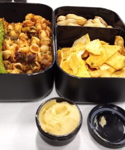 GRUB2GO Premium Bento Lunch Box (Large 68 Oz Capacity) | 2023 Exclusive, 70% Bigger | Includes Bamboo Chopping Board Lid, Carry Bag, 2 Dividers, Utensils, Sauce Container Premium 2021 Model: Executive Black (68 OZ) 40 71ADNeLR44L