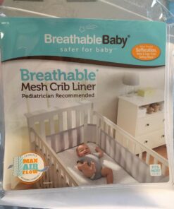 BreathableBaby Breathable Mesh Liner for Full-Size Cribs, Classic 3mm Mesh, Gray (Size 4FS Covers 3 or 4 Sides) 34 71ADqklNpHL