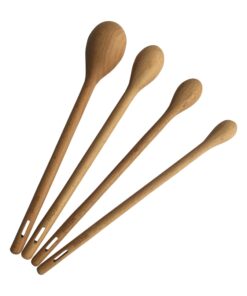 Alternative view of Long Handle Wooden Measuring Spoons by utensi, Set of 4 Engraved Accurate Spoons for Dry and Liquid Ingredients, Beech Wood Set (9-inch handles)