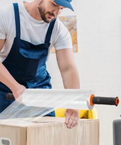 JARLINK Stretch Film, 80 Gauge,15 Inch x 1000 Feet Shrink Wrap for Pallet Wrap, Industrial Strength Stretch Wrap up to 800% Stretch with Handles, Moving Wrapping Plastic Roll, 2 Pack 15 71AEIF4tCEL