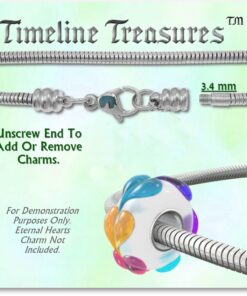 Timeline Treasures Charm Bracelet for Women, Fits European Bead Charms, Snap Button, 7.5 Inch 7.5 Inches (19 cm) 15 71AEv3JWagL