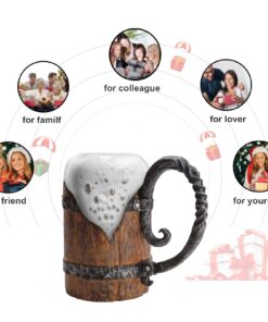 Kndatle Handmade Wooden Barrel Beer Mug, Bucket Shaped Drinkware with Handle, Stainless Steel Double Wall Cocktail Mug for Bar Restaurant, Vintage Bar Accessories (18 oz) 21 71AEyIJdb5L