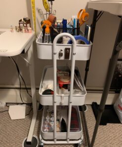 SimpleHouseware Heavy Duty 3-Tier Metal Utility Rolling Cart, White 27 71AFuaRYuOL