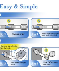 Child Safety Strap Locks (4 Pack) for Fridge, Cabinets, Drawers, Dishwasher, Toilet, 3M Adhesive No Drilling - Jool Baby 4 Count (Pack of 1) 18 71AGS4LN8gL 1