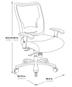 Space Seating 75 Series Air Grid Big and Tall Deluxe Ergonomic Office Chair with Thick Padded Seat and 400 lb. Limit, Black Double Air Grid 30 71AGxPx4X5L