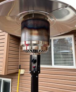 Amazon Basics 46,000 BTU Outdoor Propane Patio Heater with Wheels, Commercial & Residential, Havana Bronze, 32.1 x 32.1 x 91.3 inches (LxWxH) Powder Coated 37 71AHKiUi2fL 1