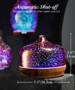 Porseme 500ml Essential Oil Diffuser 3D Glass Aromatherapy Ultrasonic Humidifier - Auto Shut-Off, Timer Setting, BPA Free for Home Hotel Yoga SPA Gift F2-500ml Rose Gold Giant 29 71AHLzK0mUL