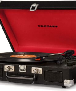 Crosley CR8005D-BK Cruiser Deluxe Vintage 3-Speed Bluetooth Suitcase Vinyl Record Player Turntable, Midnight Bluetooth In 15 71AHNlJJdZL