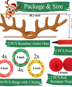 Uniqhia Inflatable Reindeer Antler Ring Toss Game, 2023 Christmas Games Ring Toss for Christmas Party Games, Patented Brown-2 Pack 16 71AHU8ExwCL