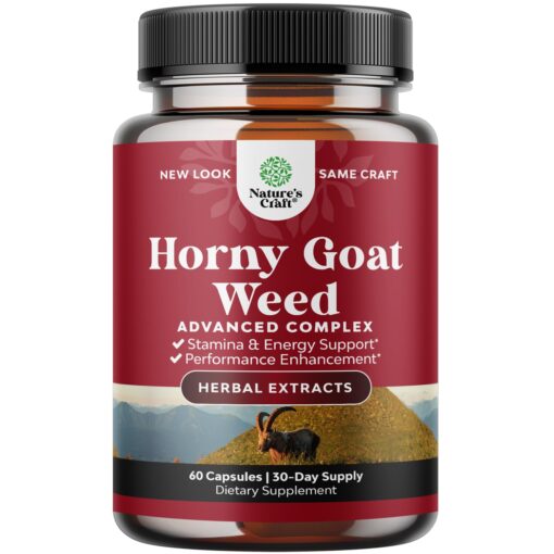 Horny Goat Weed for Male Enhancement - Extra Strength Horny Goat Weed for Men 1590mg Complex with Tongkat Ali Saw Palmetto Extract Panax Ginseng and Black Maca Root for Stamina & Energy - 30 Servings 60 Count (Pack of 1)