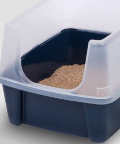 Alternative view of IRIS USA Open-Top Cat Litter Box with Shield, Without Scoop, Navy