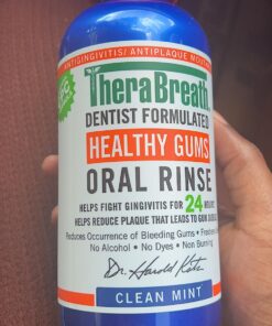 TheraBreath Healthy Gums Mouthwash, Clean Mint, Antigingivitis, Dentist Formulated, 16 Fl Oz (2-Pack) 16 Fl Oz (Pack of 2) 37 71AJ4hebNnL