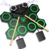 Portable Electronic Drum Set, MAZAHEI 9 Pads Electric Drum Kit with Dual Build-in Speaker, Kick Pedals, Drum Sticks, Ideal Gifts for Kids Beginners, Birthday & Christmas Green 48 71AJ7LfH03L