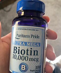 Puritan's Pride Biotin 10000 Mcg, Helps Promote Skin, Hair and Nail Health, Softgels 100 Count Unflavored 40 71AJW6I419L