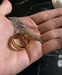 LUREME Engraved Gold Plated Stainless Steel Ring Pendant Chain Necklace A1000001 41 71AKLshWiVL