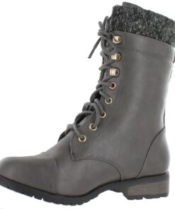 Alternative view of Forever Link Women's Mango-31 Quilted Zipper Accent Riding Boots 6 Grey