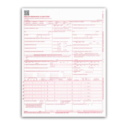 NextDayLabels - New CMS 1500 Claim Forms - HCFA (Version 02/12) 100 per Ream