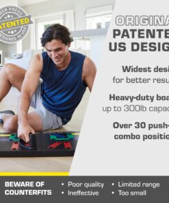 POWER PRESS Push Up Board – Home Workout Equipment, Push Up Bar with 30+ Color Coded Combo Positions for Exercise – Portable Gym Accessories for men and Women, Strength Training Equipment, Original Single Pack 23 71ALi2VlswL