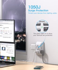 Outlet Extender with Night Light, Multi Plug Outlet, USB Wall Charger Surge Protector 4 USB Charging Port(1USB C), Power Strip Electrical Outlet Splitter Expander for Home Office Dorm Room ETL Listed 5 AC + 3 USB A +1 USB C & Light 23 71ALzFH2t4L