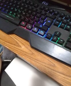 Rii Gaming Keyboard and Mouse Combo,LED Rainbow Backlit USB Wired Computer Keyboard 104 Key,Spill-Resistant Design,Ergonomic Wrist Rest Keyboard Mouse Set for Windows PC Gamer. Black 20 71AM0l6ZkWL